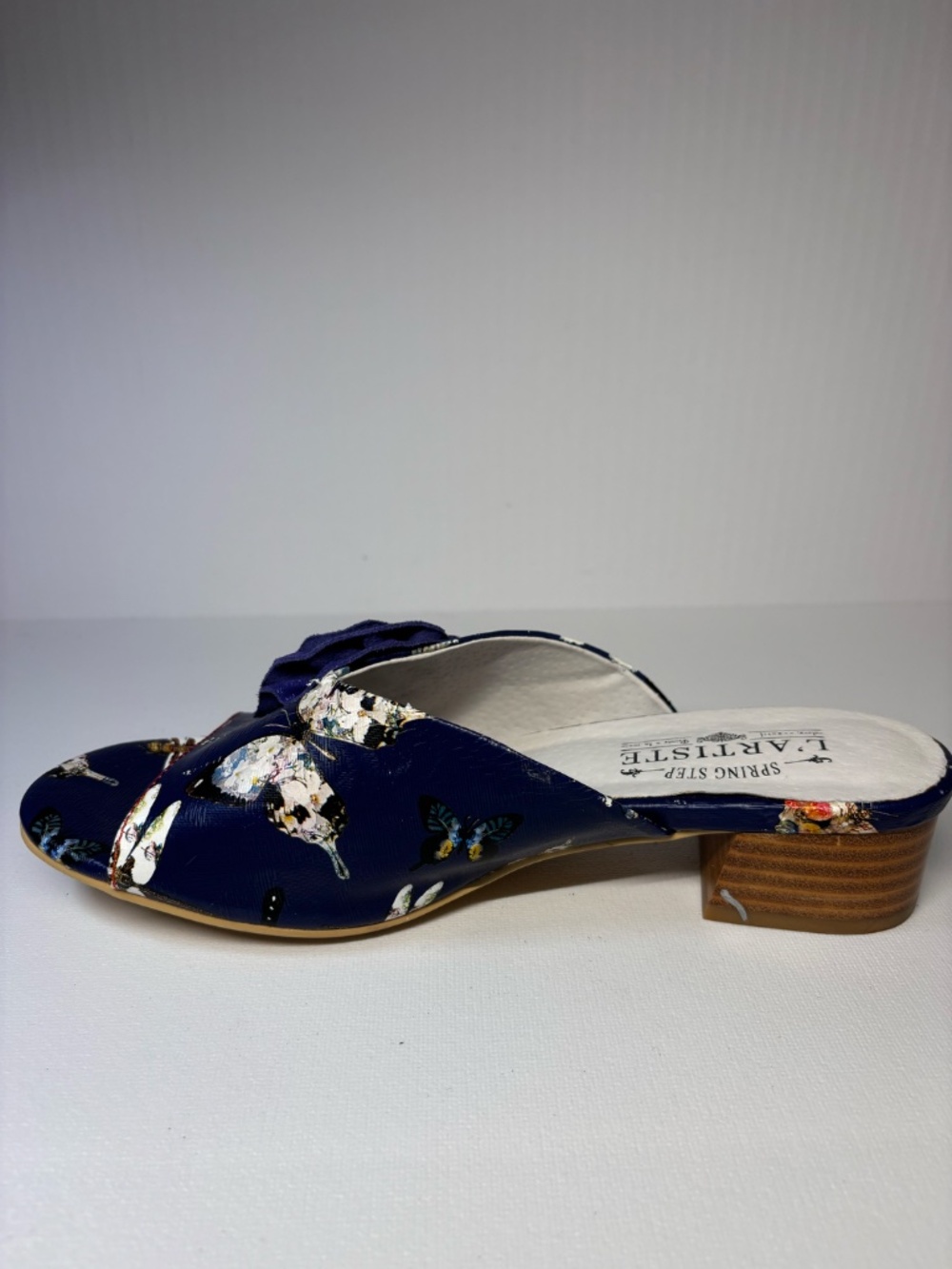 L’Artiste Spring Step Floral Dragonfly Sandal Size EU 39 Blue Leather Slip On - Picture 8 of 12